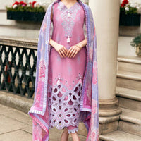 3 Pcs Embroidered Lawn Shirt with Printed Dupatta Mq2570