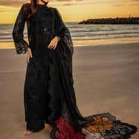 3 Pc Embroidered Lawn Shirt with Embroidered Organza Dupatta With Patches KH2640