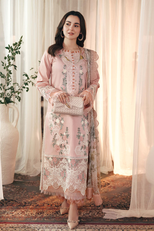 3PC Lawn EMBROIDERED SHIRT WITHPRINTED DUPATTA AND TROUSER V501