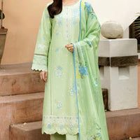 3 Pc Embroidered Lawn Shirt with Printed Polly Lawn Dupatta V2630