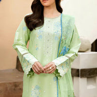3 Pc Embroidered Lawn Shirt with Printed Polly Lawn Dupatta V2630