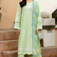3 Pc Embroidered Lawn Shirt with Printed Polly Lawn Dupatta V2630