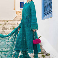 3Pc Embroidered Lawn Shirt with Embroidered Bamber Chiffon Dupatta MB2595