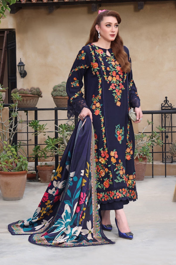 3PC Lawn EMBROIDERED SHIRT WITH COURTRAI PRINTED Dupatta & TROUSERL 676