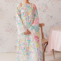 3 Piece Printed and Embroidered Lawn Shirt with Printed Poly Lawn Dupatta V70