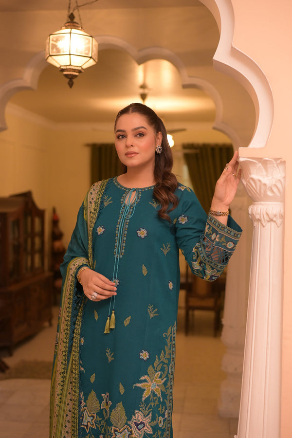 Dhanak Unstitched Embroidered Collection with kotrai Printed Dupata V57