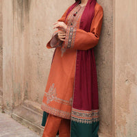 Lawn-3PC Embroidered Shirt with Digital Printed Jacquard Dupatta- 1214