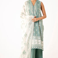Unstitched 3 Piece Printed Lawn Suit 10009