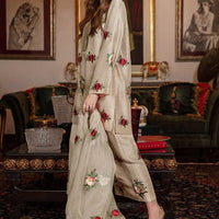 Silk 3PC Embroidered With Organza Embroidered Dupatta-1316