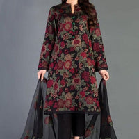 3 Piece Embroidered Lawn Suit with Embroidered bamber Chiffon Dupatta BR345