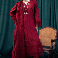3 Piece Embroidered Lawn Suit with Lawn dupatta V24