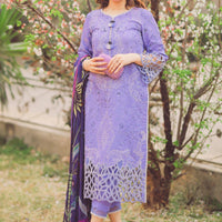 3 Piece Embroidered Lawn Shirt with Digital Printed Poly lawn Dupatta V04
