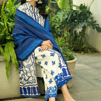 Unstitched 3 Pcs Digital Printed Lawn Suit with Printed Lawn Dupatta V424