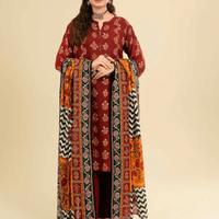 3 Piece Embroidered Lawn Shirt with Printed Monar dupatta V26