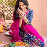 3 Pcs Digital Printed Lawn Shirt Trouser and Dupatta with Embroidered Patches V505