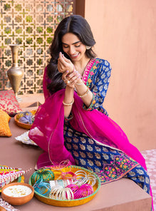 3 Pcs Digital Printed Lawn Shirt Trouser and Dupatta with Embroidered Patches V505