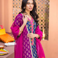 3 Pcs Digital Printed Lawn Shirt Trouser and Dupatta with Embroidered Patches V505