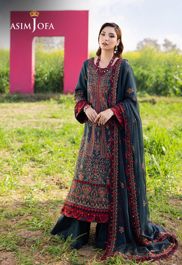 3PC DHANAK EMBROIDERED SHIRT WITH DHANAK EMBROIDERED SHAWL AND TROUSER V677