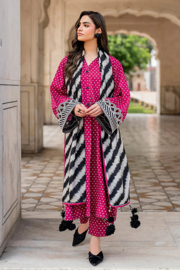 3 Piece Digital Printed Lawn Shirt Trouser with Lawn Dupatta V411