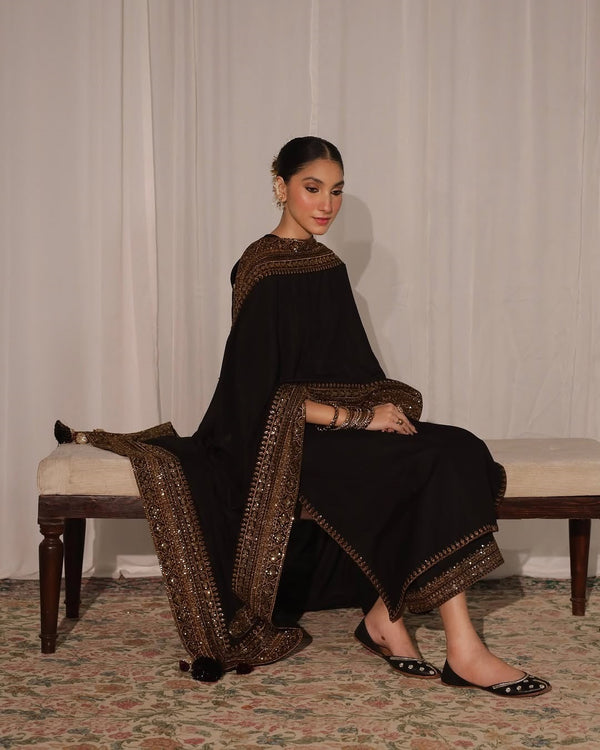 BlackDhanak Unstitched| 3pcSuit V239