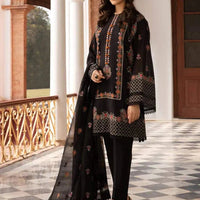 3 Piece Embroidered Lawn Shirt with Embroidered Bamber Chiffon Duppata V465