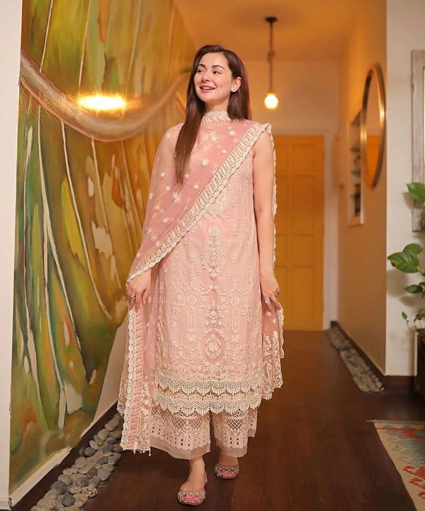 3 Piece Embroidered Lawn Shirt with Embroidered Khadi Nat Dupatta V1049