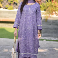 3 Pcs Embroidered Lawn Shirt with Embroidered Chifoon Dupatta V2575