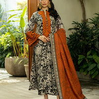 3 Pcs Digital Printed Lawn Shirt Trouser and Dupatta with Embroidered Patches ZC428