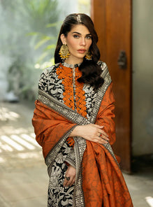 3 Pcs Digital Printed Lawn Shirt Trouser and Dupatta with Embroidered Patches ZC428