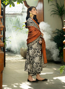 3 Pcs Digital Printed Lawn Shirt Trouser and Dupatta with Embroidered Patches ZC428