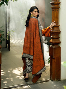 3 Pcs Digital Printed Lawn Shirt Trouser and Dupatta with Embroidered Patches ZC428