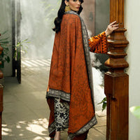 3 Pcs Digital Printed Lawn Shirt Trouser and Dupatta with Embroidered Patches ZC428