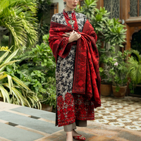 3 Pcs Digital Printed Lawn Shirt Trouser and Dupatta with Embroidered Patches V437