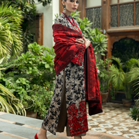 3 Pcs Digital Printed Lawn Shirt Trouser and Dupatta with Embroidered Patches V437