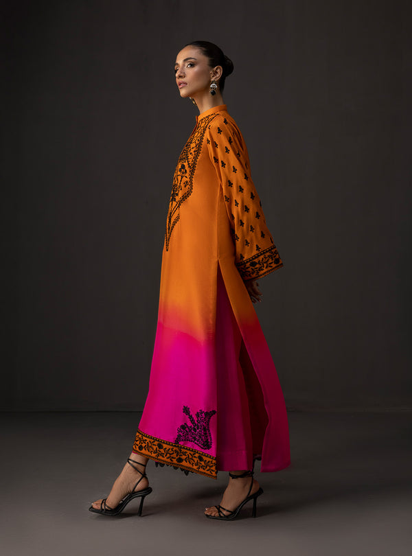 3 Piece Unstitched Embroidered and Printed SIlk Suit V228