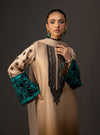 3 Piece Unstitched Embroidered and Printed SIlk Suit V229