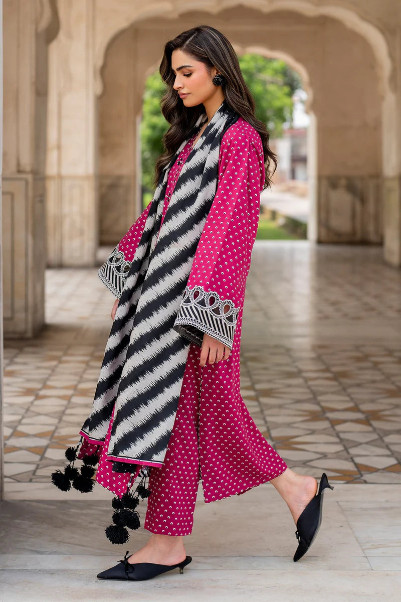 3 Piece Digital Printed Lawn Shirt Trouser with Lawn Dupatta V411
