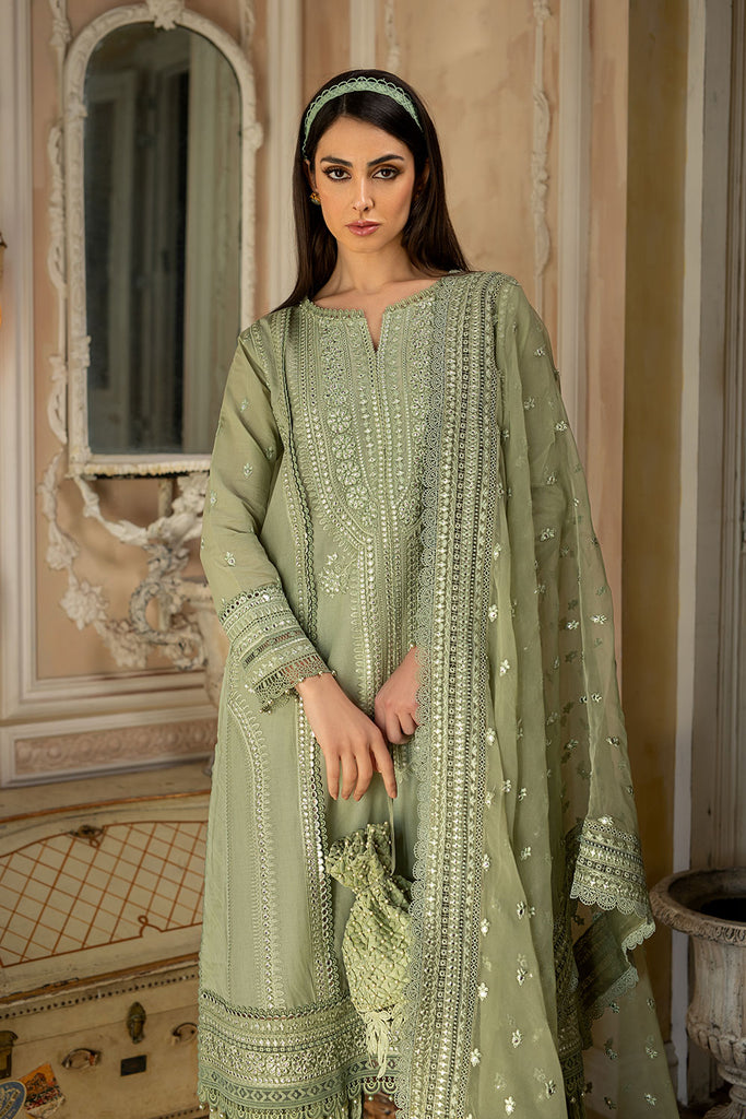 3 Piece Embroidered Lawn Shirt with Embroidered Organza Dupatta SN60