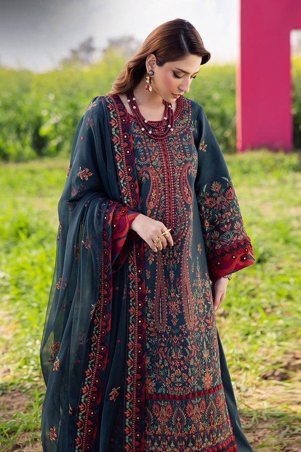 3PC DHANAK EMBROIDERED SHIRT WITH DHANAK EMBROIDERED SHAWL AND TROUSER V677