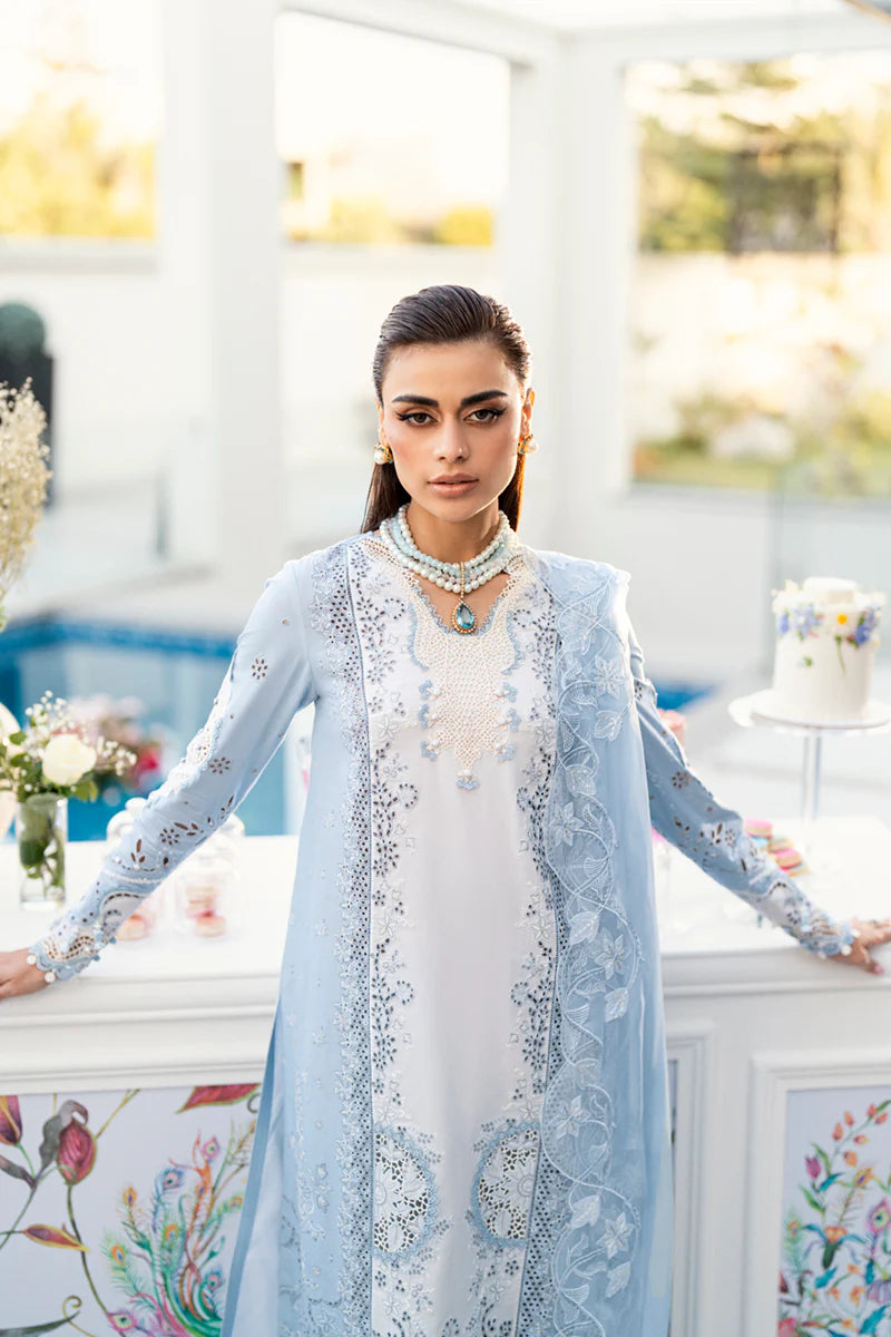 3 Pc Embroidered Lawn Shirt with Embroidered Chifoon Dupatta With Patches V2645
