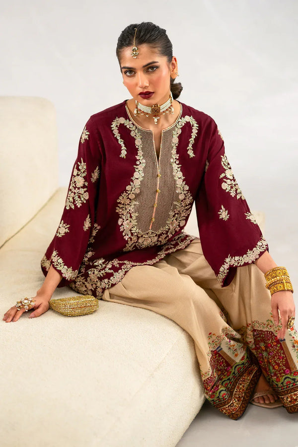 Ethnic Silk Unstitched 2PC Embroidery SuitV44