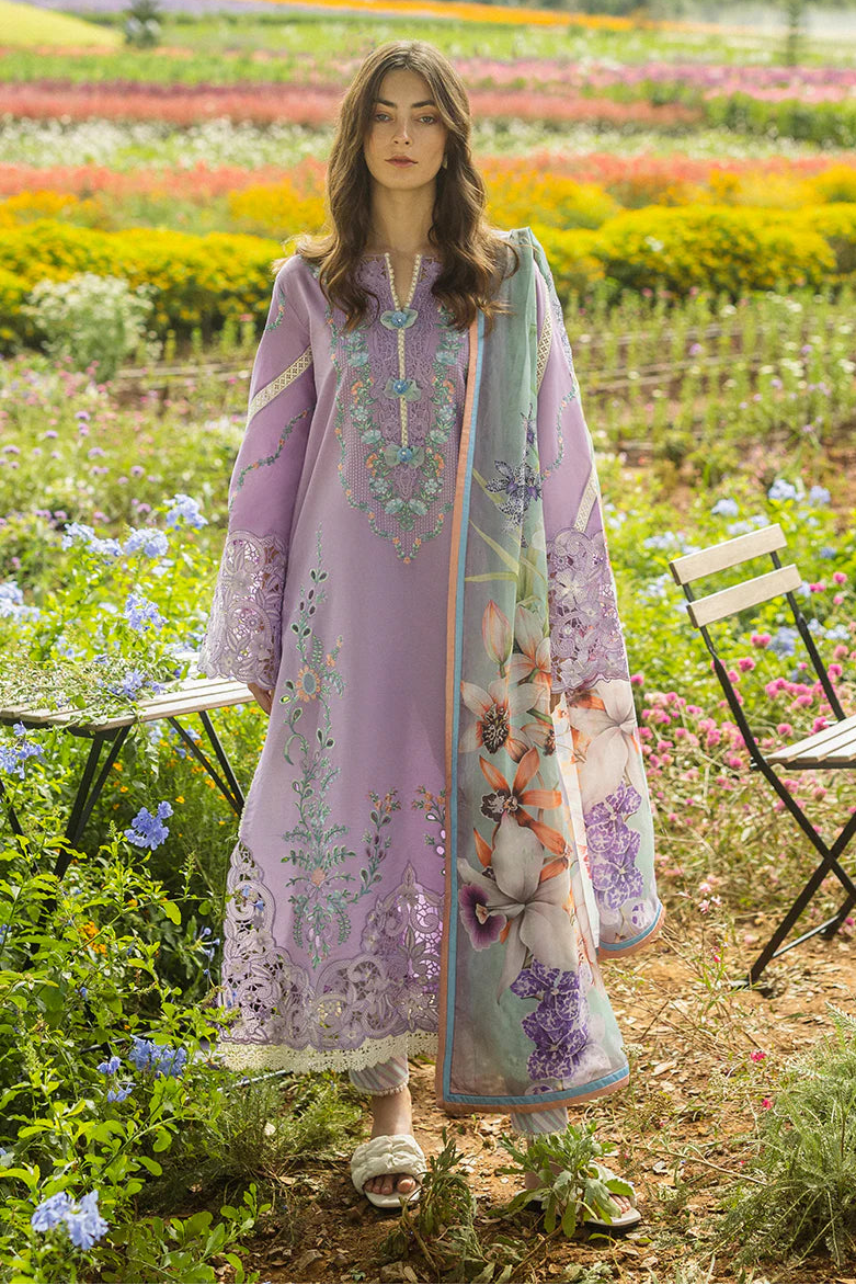 MUSHQ - 3PC LAWN EMBROIDERED SHIRT WITH SILK PRINTED DUPATTA AND TROUSER - BNU2197