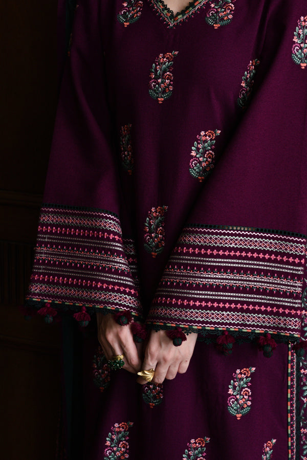 3PC DHANAK EMBROIDERED SHIRT WITH DHANAK EMBROIDERED SHAWL AND TROUSER V678