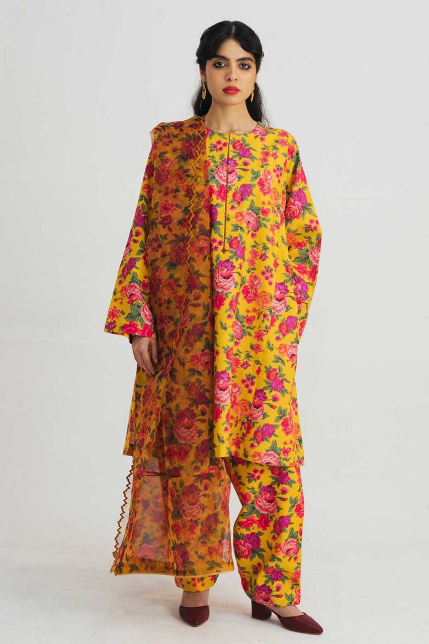 3 piece Digital Printed Lawn Suit with Sequins Monar Dupatta V506