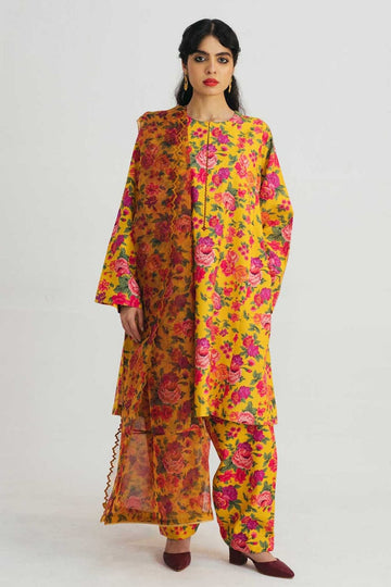 3 piece Digital Printed Lawn Suit with Sequins Monar Dupatta V506