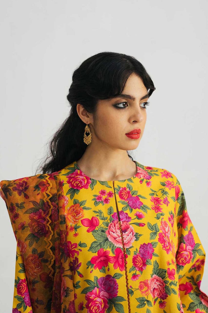 3 piece Digital Printed Lawn Suit with Sequins Monar Dupatta V506