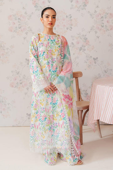 3 Piece Printed and Embroidered Lawn Shirt with Printed Poly Lawn Dupatta V70