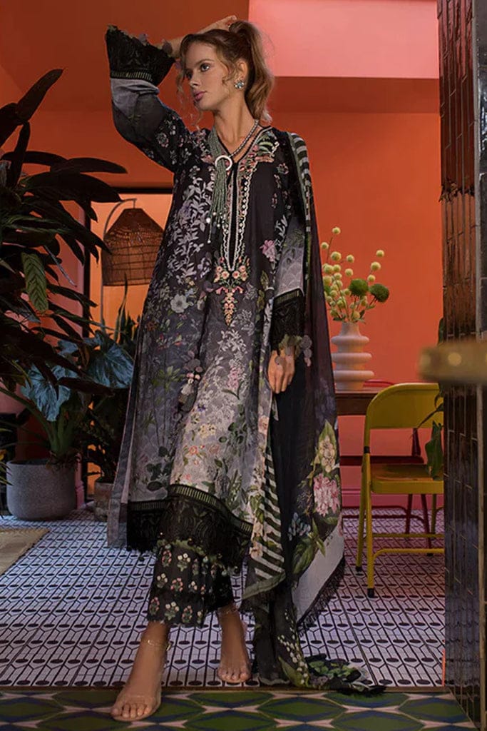 3 Piece Printed Lawn Shirt with Silk dupatta V12