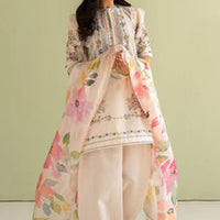 3 Piece Digital Printed Lawn Shirt with Silk Dupatta V423
