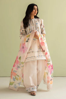 3 Piece Digital Printed Lawn Shirt with Silk Dupatta V423